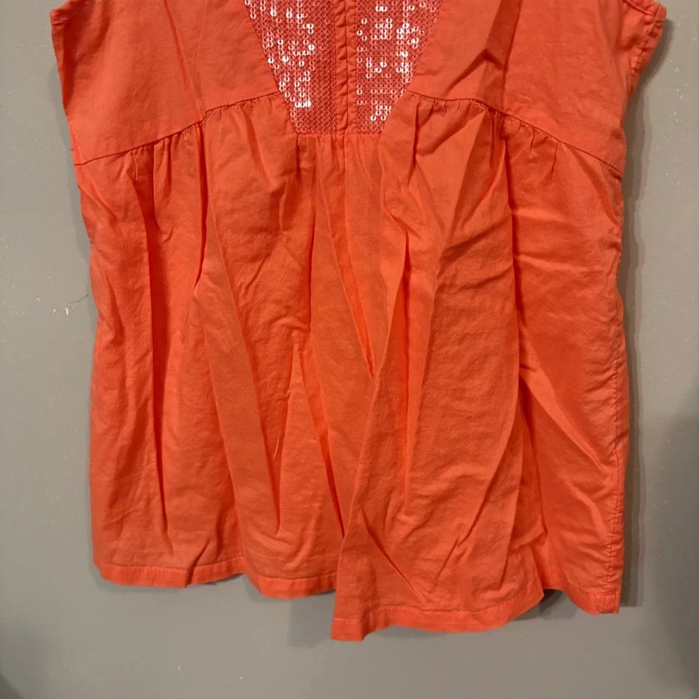 Old Navy Set of 2 Sleeveless Top Orange Teal Sequin Embellished (Girls Medium 8)